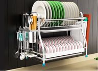 Dish Drainer Drying Stainless Steel Storage Racks On Wheels With Cutlery Holder And Cup Holder
