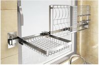 Chrome Home Storage Wall Mounted Kitchen Rack 2 Layers With Hook Organizer